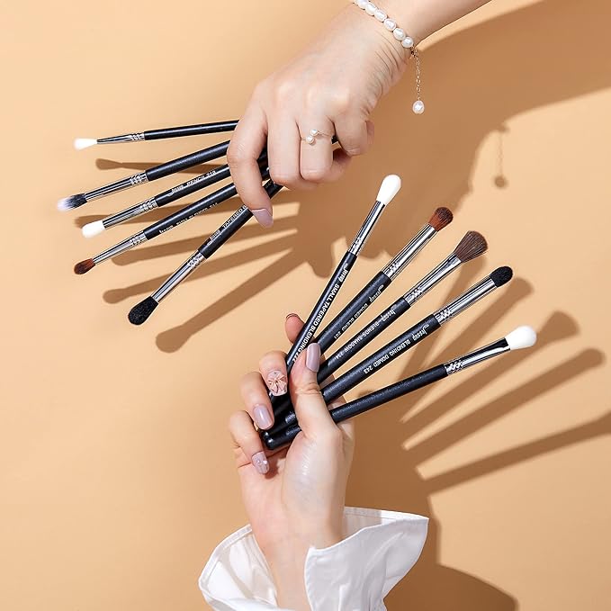 Jessup Eyeshadow Brush Set Professional Eye Blending Brushes for Lid Small Fluffy Soft Eye Brushes 10pcs, T331-FemmiqueWomen