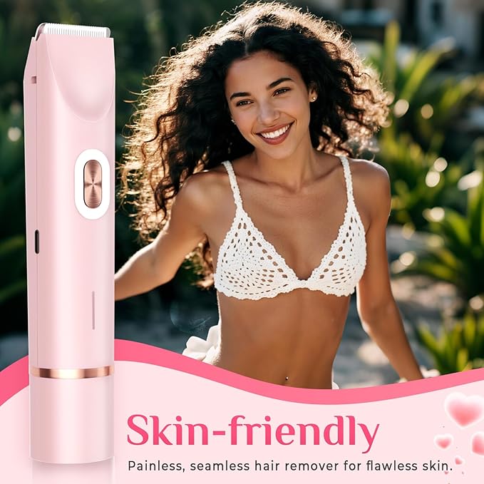 2025 New 2-in-1 Electric Bikini Trimmer for Women - Dual Head Electric Razor,Waterproof Painless Bikini Shaver, Pubic Hair Trimmer for Private Area & Body Hair, Pink-FemmiqueWomen