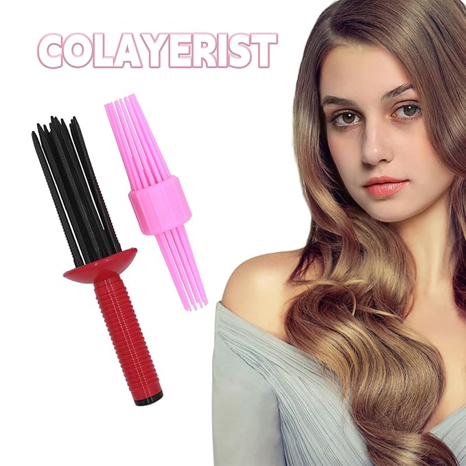 2PCS Curling Roll Comb, Curly Hair Brush for Curly Hair, Three Different Sizes of Styler Curl Brush Hairr Tools for Casual Wear or Special Events-FemmiqueWomen