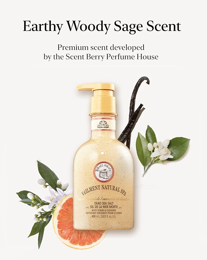 NATURAL SPA DEAD SEA SALT 2-in-1 BODY WASH & BODY SCRUB(13.53fl.oz) - Natural Exfoliating Salt Scrub for Deep Cleansing - Effective on Scars & Wrinkles - Moisturize Skin Polishes-FemmiqueWomen