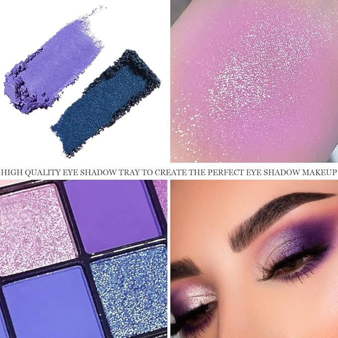 16 Colors Blue Pink Champange Matte Shimmer Eyeshadow Palette for Eye Makeup,High Pigmented Brown Eye Shadow Primers Powder Palet de sombras de ojos-FemmiqueWomen