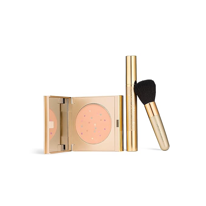 Jerome Alexander MagicMinerals Pressed Mineral Powder Set with Mirror Compact, Extending Lash Mascara, Professional Stubby Brush & Blending Sponge (Medium)-FemmiqueWomen