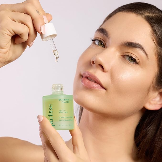 pürlisse Glow Revival Hydrating Face Oil for Women & Men - Enriched with Violet Leaf & Algae Oil for an Even Complexion - Soothing Oolong Extract Helps Boost Elasticity & Calm Irritation (1 Fl oz)-FemmiqueWomen