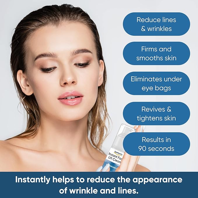 Instant Face Lift Cream, Temporary Skin Tightening Cream with Hyaluronic Acid, Visibly Firming Loose Sagging Skin for Face and Neck in 2 Minutes, Smooth Fine Lines and Wrinkle-FemmiqueWomen