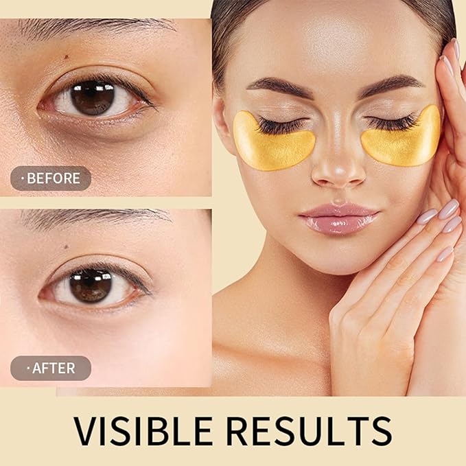 30 Pairs Under Eye Patches for Puffy Eyes, 24k Gold Under Eye Mask, Gel Crystal Collagen Eye Masks for Dark Circles and Puffiness,Travel Eye Patches for Reducing Fine Lines,Moisturizing Skin Care Set-FemmiqueWomen
