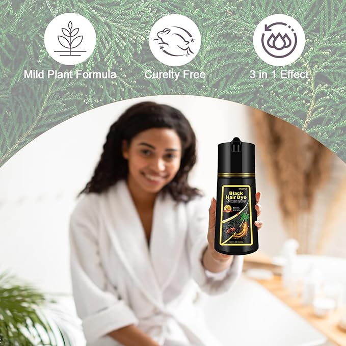 Hair Dye Shampoo, Gray Hair Coverage Dye Shampoo, Hair Color Shampoo for All Hair Types, Champu Para Canas, Suitable for Home and Salon (Dark Wine Red)-FemmiqueWomen