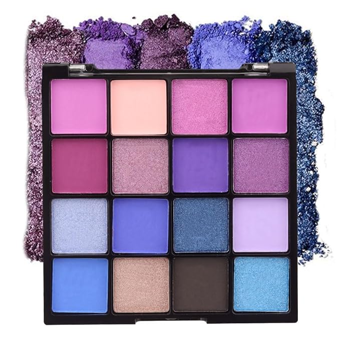 16 Colors Blue Pink Champange Matte Shimmer Eyeshadow Palette for Eye Makeup,High Pigmented Brown Eye Shadow Primers Powder Palet de sombras de ojos-FemmiqueWomen