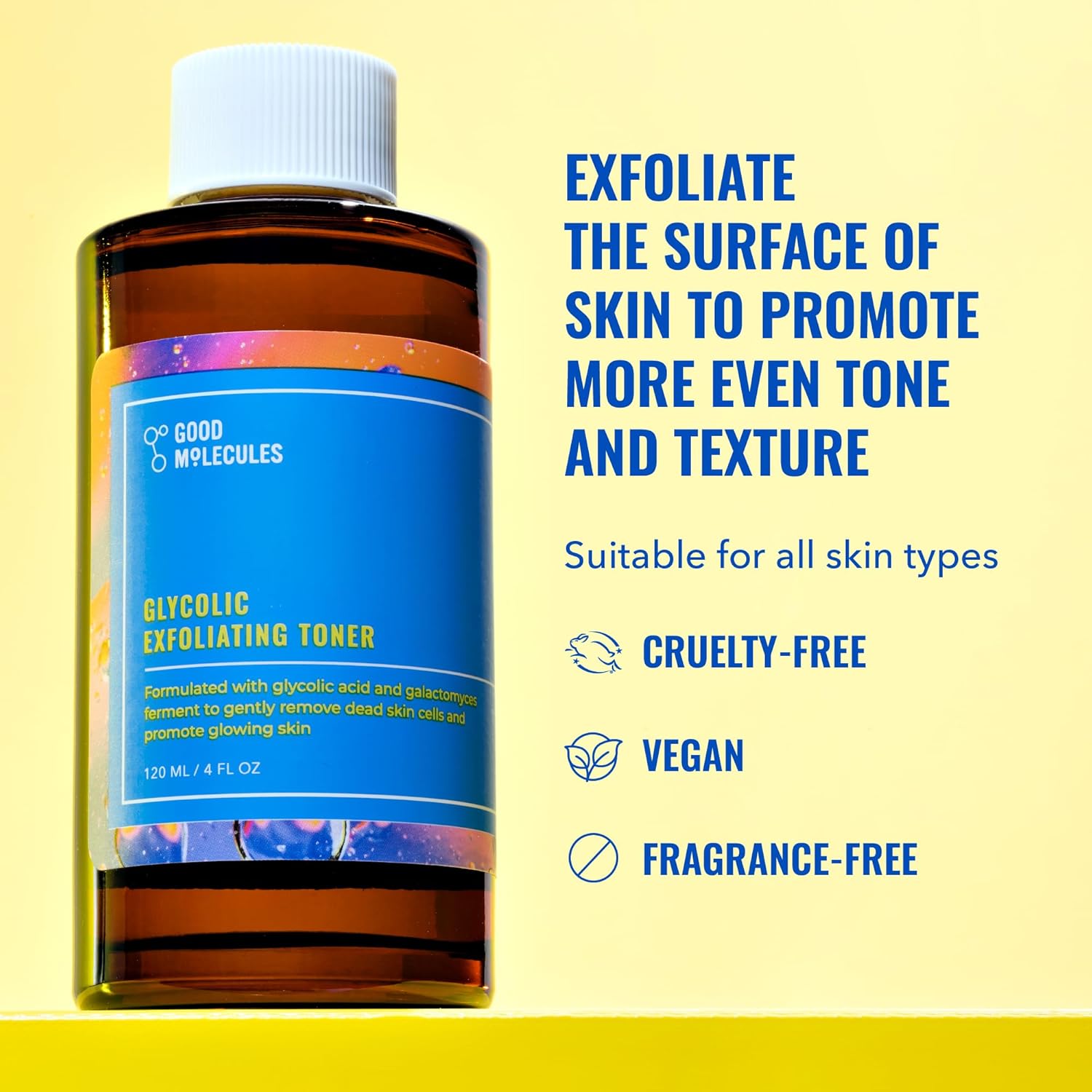 Good Molecules Glycolic Exfoliating Toner - Hyaluronic and Glycolic Acid Daily Toner for Face - Cleansing Facial Exfoliant for Glowing Even Skin Tone, Skin Care-FemmiqueWomen