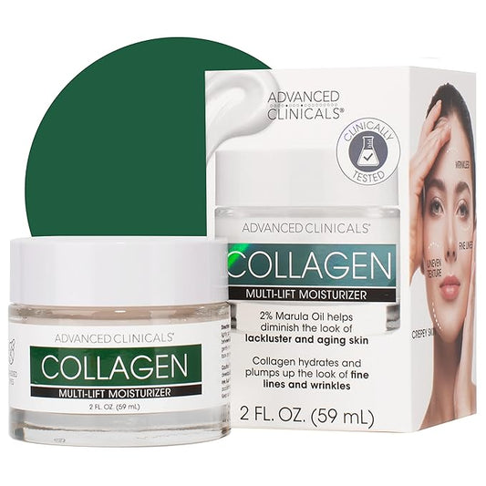 Advanced Clinicals Collagen Cream Gel-Like Facial Lotion | Collagen Peptide + Hyaluronic Acid Moisturizer For Face Helps Hydrate Dry Skin & Improve Appearance Of Wrinkles & Fine Lines, 2 Fl Oz-FemmiqueWomen