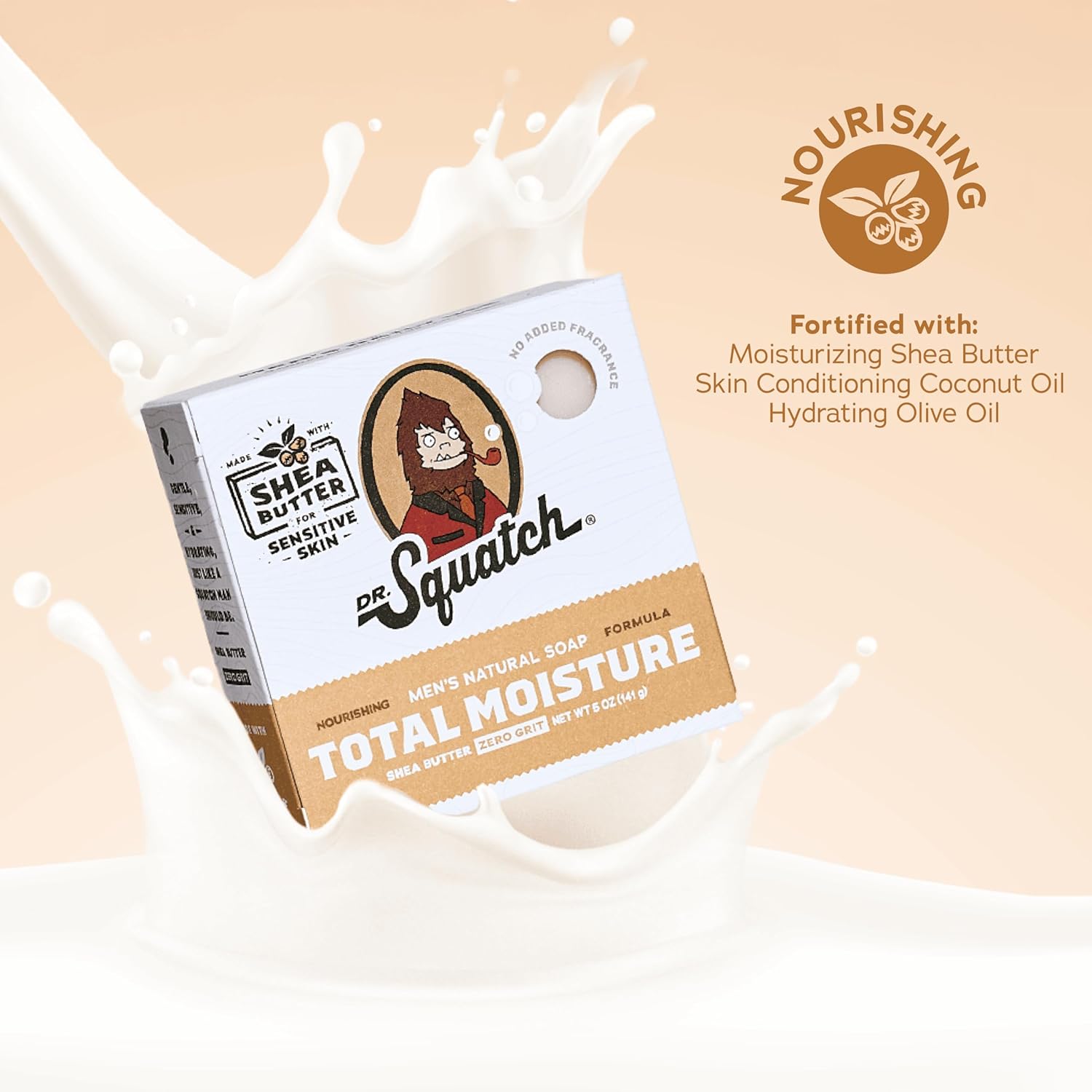 Dr. Squatch NEW Total Moisture Bar Soap for Men - No Added Fragrance Formulated for Sensitive Skin - Shea Butter, Mango Butter & Green Tea Butter (5 oz, 3-pack)-FemmiqueWomen