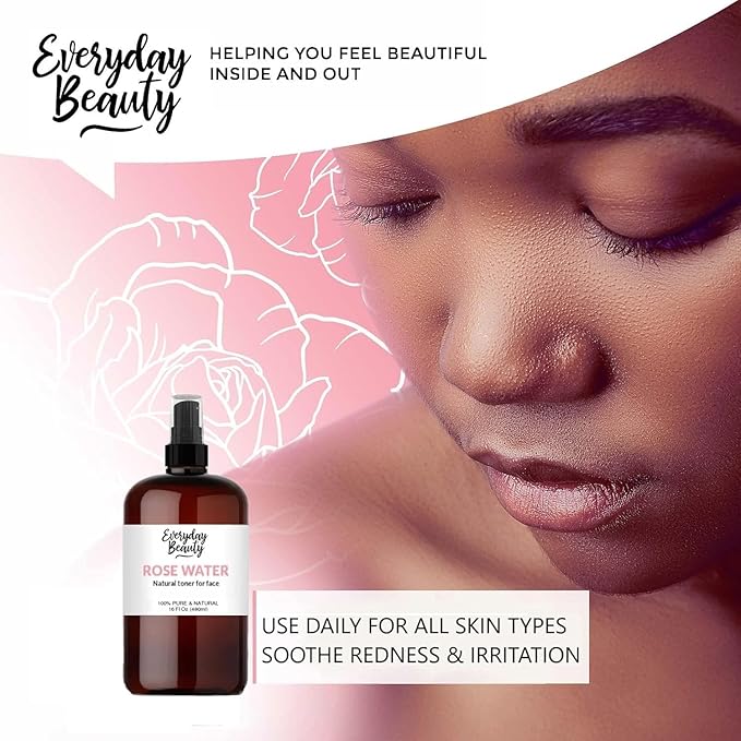 Rose Water Facial Toner - 16oz Bulk Alcohol-Free Vegan All Natural Refreshing for Face and Hair - Uplifts, Calming & Soothing for All Skin Types-FemmiqueWomen