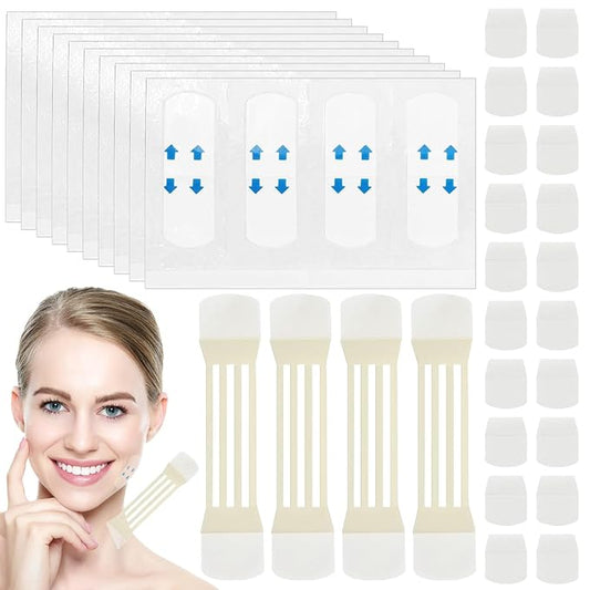 braxan 60 Pcs Neck Tape Lifting Invisible Set: Neck & Face Lift Tape Invisible - for Double Chin Jowls Eyes Sagging Skin, Special Events & Makeup-Friendly Use, Visible Results In Seconds-FemmiqueWomen