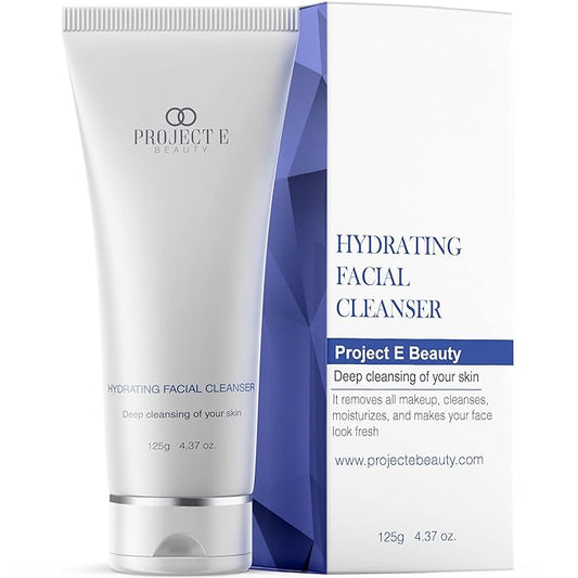 Project E Beauty Hydrating Facial Cleanser Gentle Cleansing | Removes Dirt, Oil & Makeup | Moisturizes & Hydrates | Brightens Complexion | Non-Foaming Formula | For All Skin Types | 125g-FemmiqueWomen