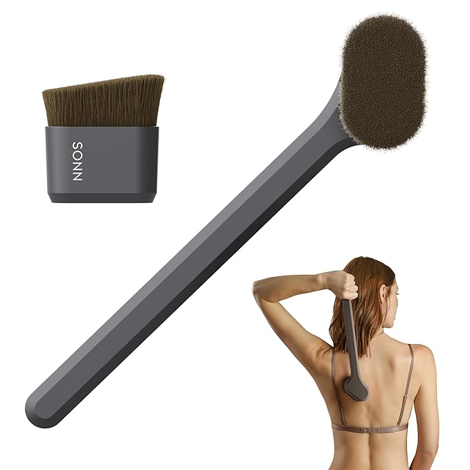 SONN Self Tanner Brushes - Body and Face Kabuki Brush Applicator for Fake Tan, Lotion, Makeup, and Sunscreen, Back Brush Applicator for Sunless Tanner and cream (Combo Pack)-FemmiqueWomen