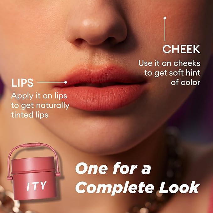 ITY Velvet Matte Finish Lip Stain-Mousse Textured Pudding Pot Lip Clay with Brush, Nude Shade, Dual-Use as Lipstick and Blush, Conceals Lip Lines, Rich Pigment, 0.21 oz (6g) in Papaya Dream-FemmiqueWomen