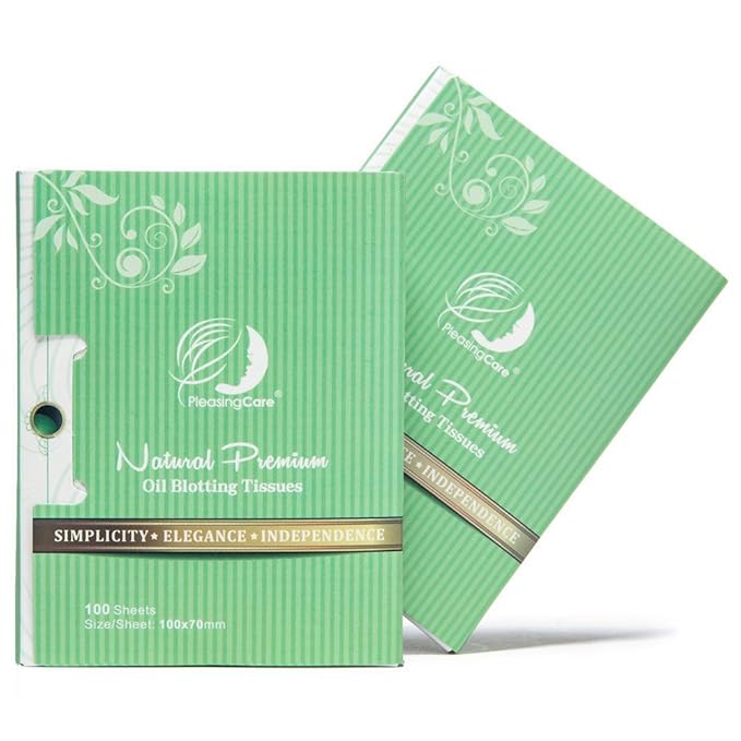 Natural Green Tea Oil Absorbing Tissues - 200 Counts in 2 Pack, Premium Face Oil Blotting Paper - Take 1 Piece Each Time Design - Large 10CM Oil Absorbing Sheets, No Waste and Easy to Carry in Pocket!-FemmiqueWomen