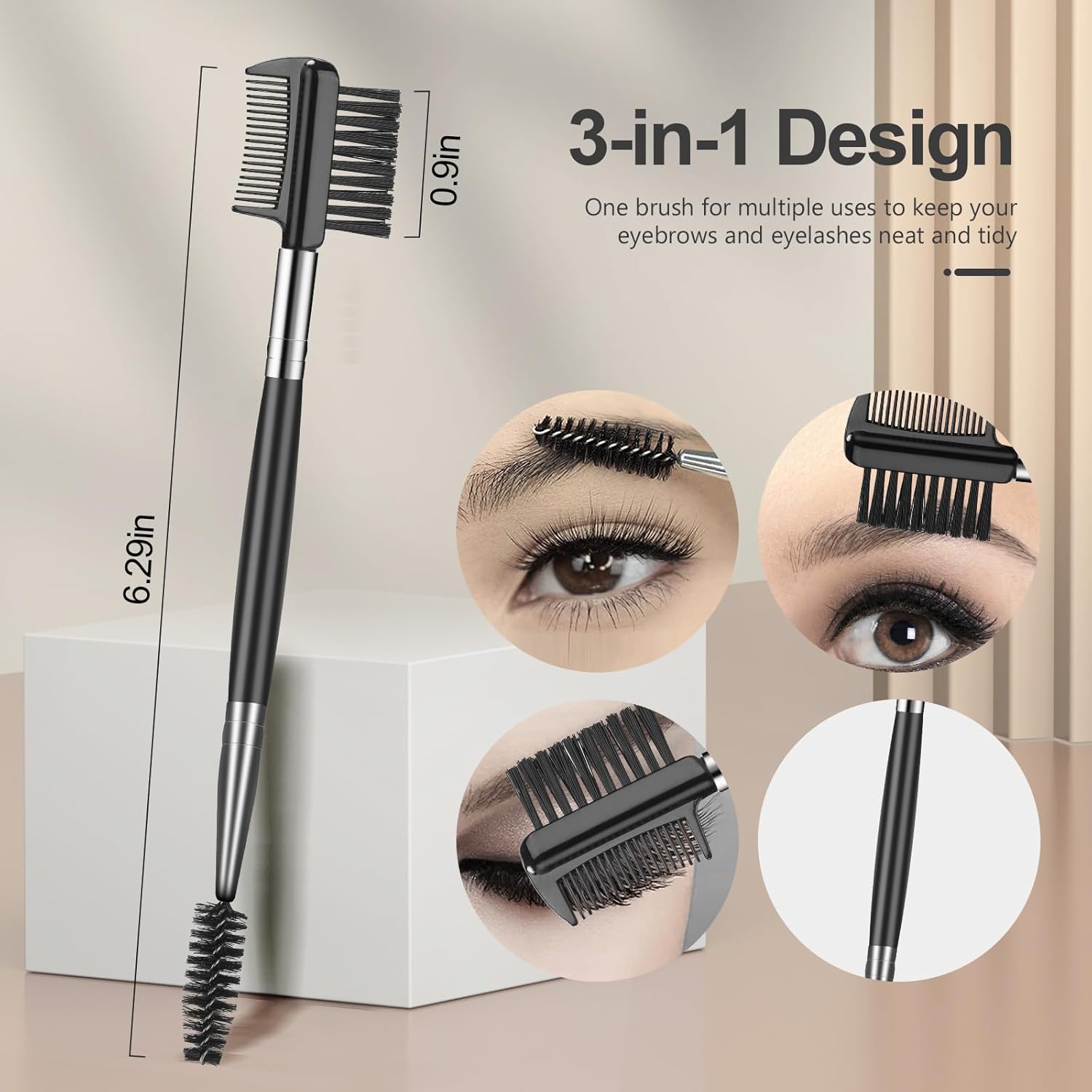 Eyelash Comb Lash Separator Tool Brow Brush & Lash Spoolie Professional Eye Makeup Tools (4 Pieces Set)-FemmiqueWomen