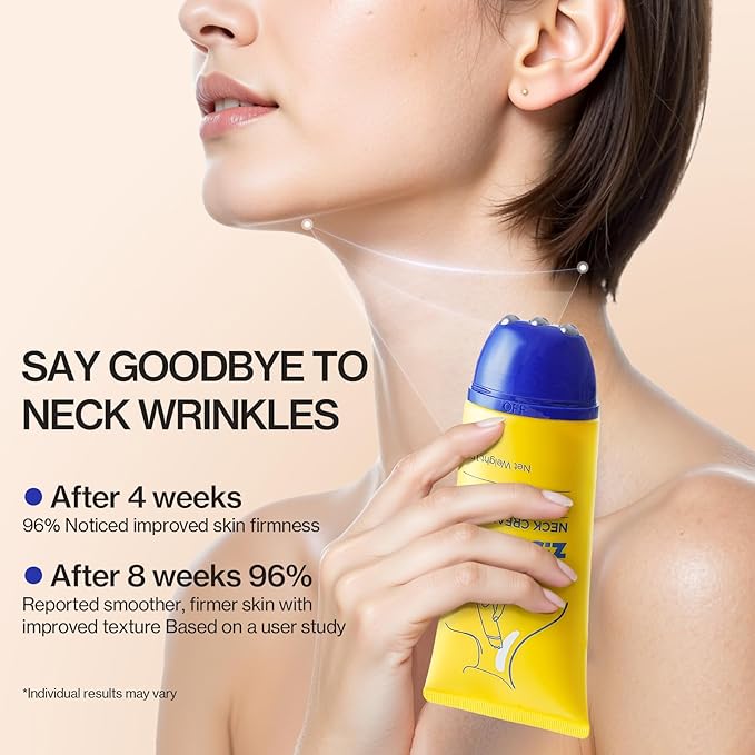 Z:SEA Neck Firming Cream with Roller - Anti-Aging Treatment, Hydrating & Tightening with Collagen, Vitamin C, Hyaluronic Acid, Reduces Wrinkles, Lifts & Firms Skin for Youthful Look, 5.29 fl oz-FemmiqueWomen