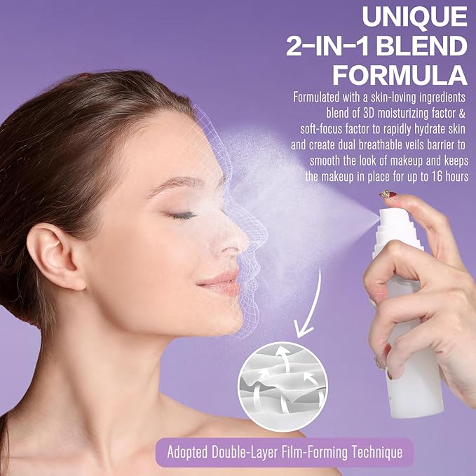 UCANBE Dewy Setting Spray for Makeup, Long Lasting Hydrating Make Up Finishing Spray for Face, Micro-Fine Mist Fixing Spray for Dewy Glow Finish, Lightweight & Waterproof for up to 16 Hours Wear-FemmiqueWomen