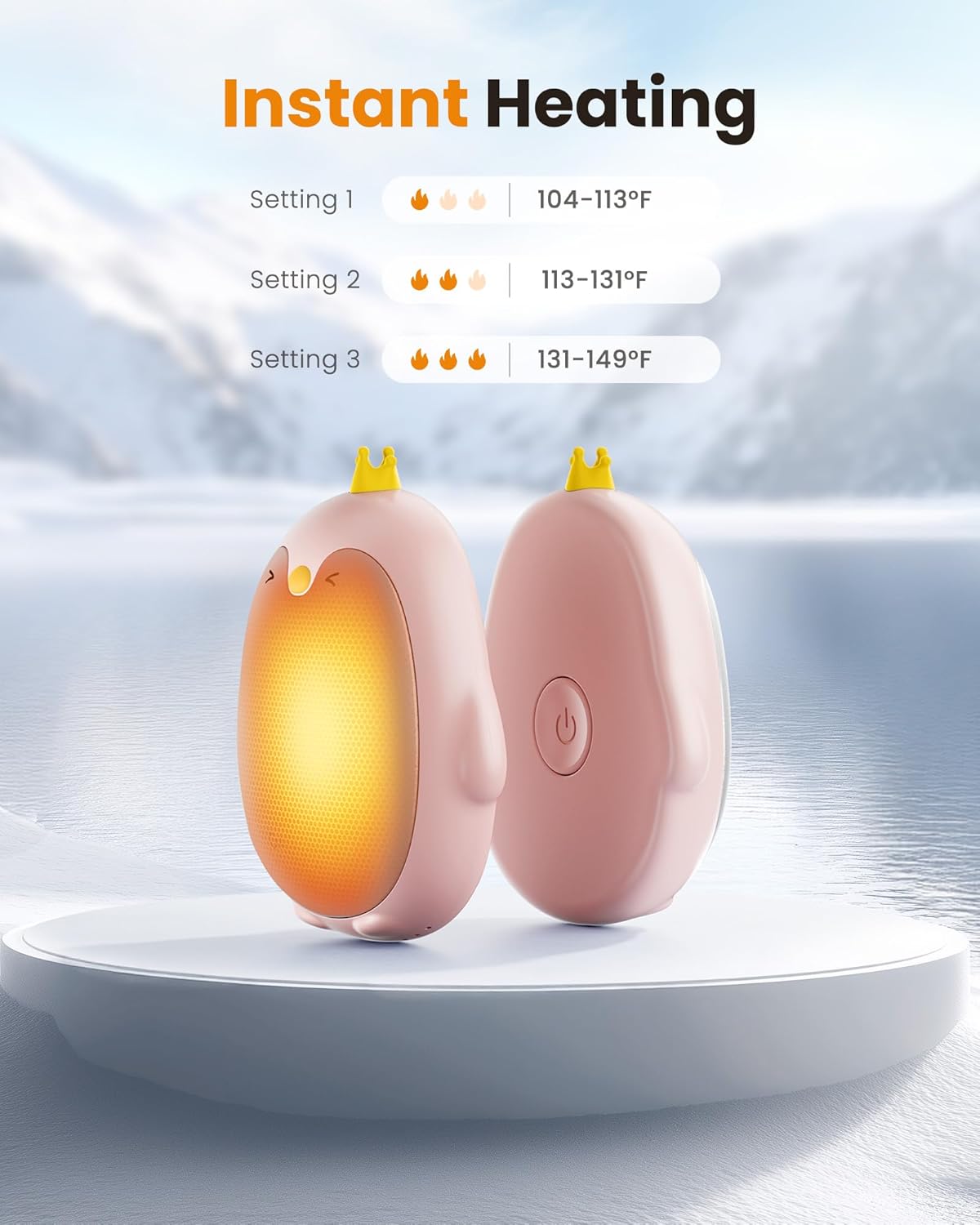 Gaiatop Magnetic Hand Warmers Rechargeable 2 Pack, 3 Settings Pocket-Sized Cute Penguin, Fast Hot Hands Reusable Portable Electric Heater for Camping Hunting Golf, Gifts for Women Men-FemmiqueWomen