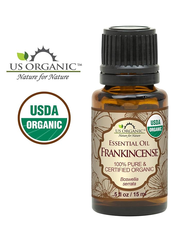 US Organic 100% Pure Frankincense Essential Oil, USDA Certified Organic, Steam Distilled, Boswellia serrata, Sourced from India, Topically or in Diffuser, Perfect for Aging or All Skin Type (15 ml)-FemmiqueWomen