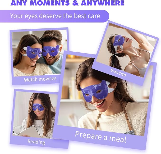 18 Packs Lavender Steam Eye Masks for Dry Eyes 40 Mins Warm Eye Mask Heated Eye Mask Reduce Puffiness Dark Circles Travel Essentials Eye Masks for Sleep Disposable(Lavender,Hollow)-FemmiqueWomen