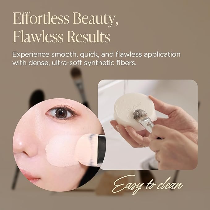 Piccasso FB20 Foundation Brush – Flat Makeup Brush for Liquid & Cream Foundation, Soft Synthetic Bristles for Seamless and High-Coverage Face Makeup, Professional Korean Beauty Tool for Daily Use-FemmiqueWomen