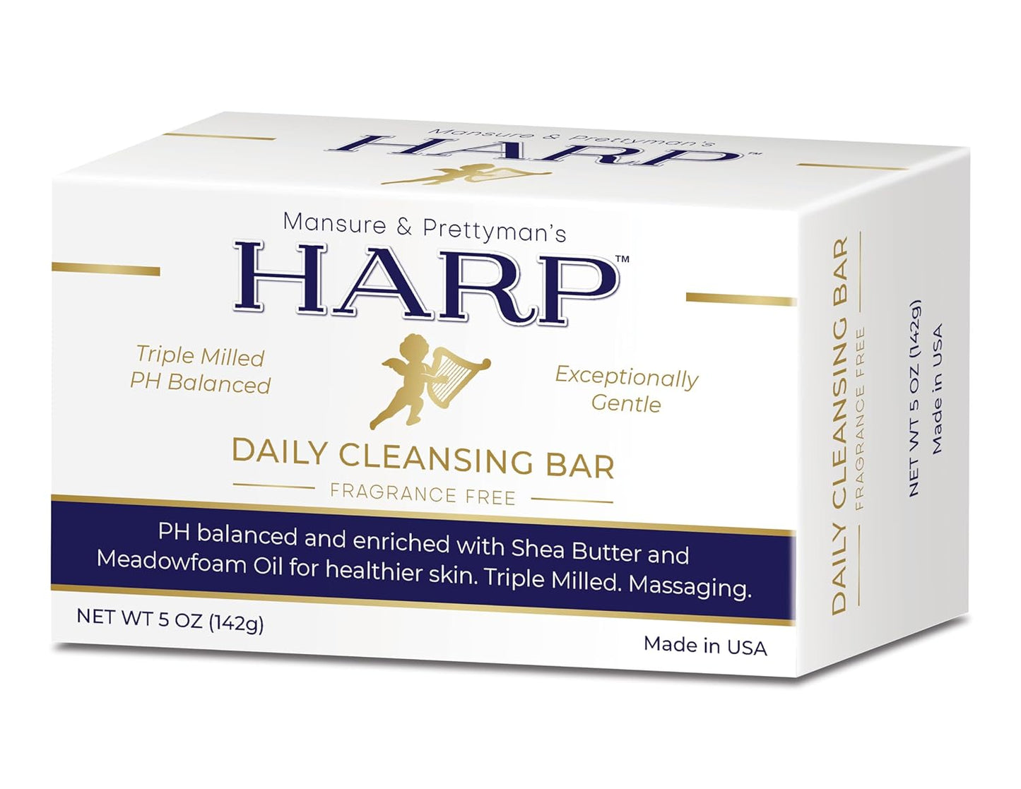 HARP pH-Balanced (5.0-6.0) Body Wash Bar. ZERO Saponified Oils. Protects Moisture Barrier. Gentle for Sensitive/Dry skin. + Shea Butter/Borage Oil. Non-Comedogenic. FRAGRANCE/masking agent FREE.-FemmiqueWomen