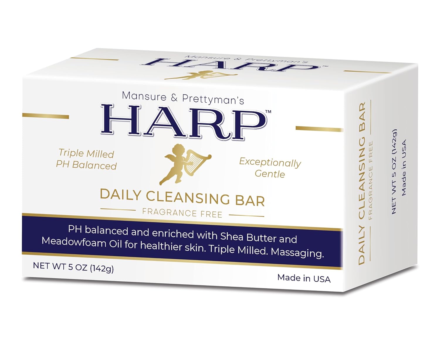 HARP pH-Balanced (5.0-6.0) Body Wash Bar. ZERO Saponified Oils. Protects Moisture Barrier. Gentle for Sensitive/Dry skin. + Shea Butter/Borage Oil. Non-Comedogenic. FRAGRANCE/masking agent FREE.-FemmiqueWomen