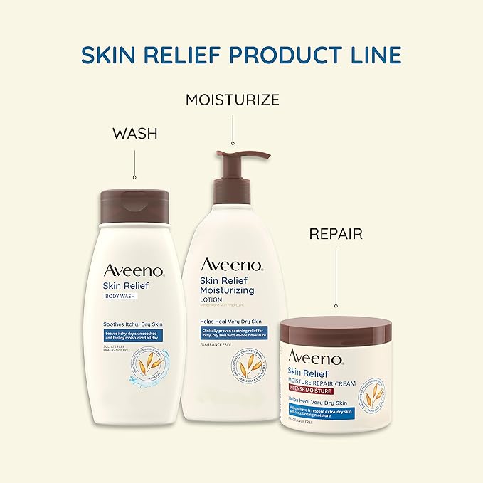 Aveeno Skin Relief Intense Moisture Repair Body Cream with Triple Oat & Shea Butter Formula, Helps Relieve & Restore Extra-Dry Skin with Long-Lasting Moisture, Fragrance-Free, 11 oz-FemmiqueWomen