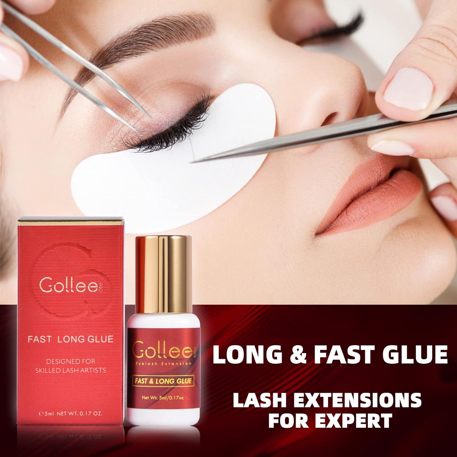 Eyelash Extension Glue Long Retention – 8 Weeks /1 Sec Drying Time/(0.17fl.oz / 5ml) Eyelash Glue for Eyelash Extensions Maximum Bonding/Black Lash Adhesive for Professional USE ONLY-FemmiqueWomen