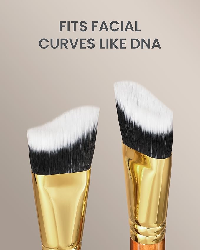 Desert Oak Series Terraced Contour Brush - 27mm Dual-Height Design with 5mm Flat Edge & 22mm Slope for Precision Sculpting, Bubinga & Brass (CM 191)-FemmiqueWomen