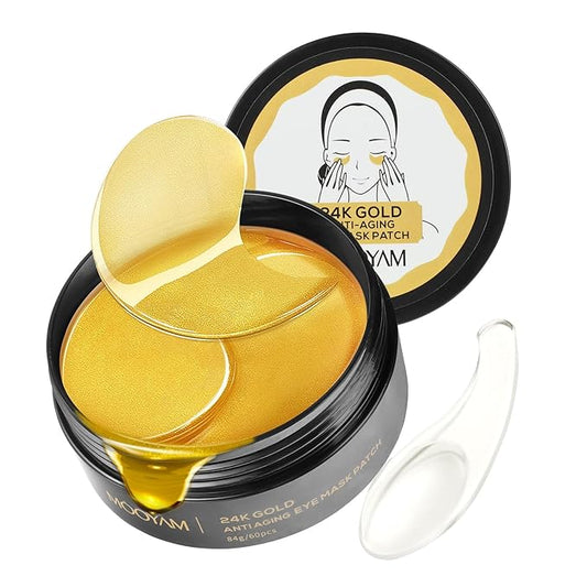 24k Gold Eye Treatment Maks 60PCS Under Eye Patch Cooling Under Eye Pads for Brightening Repairing and Refreshing Your Skin Under Eye Mask, Beauty Skin Care(gold)-FemmiqueWomen