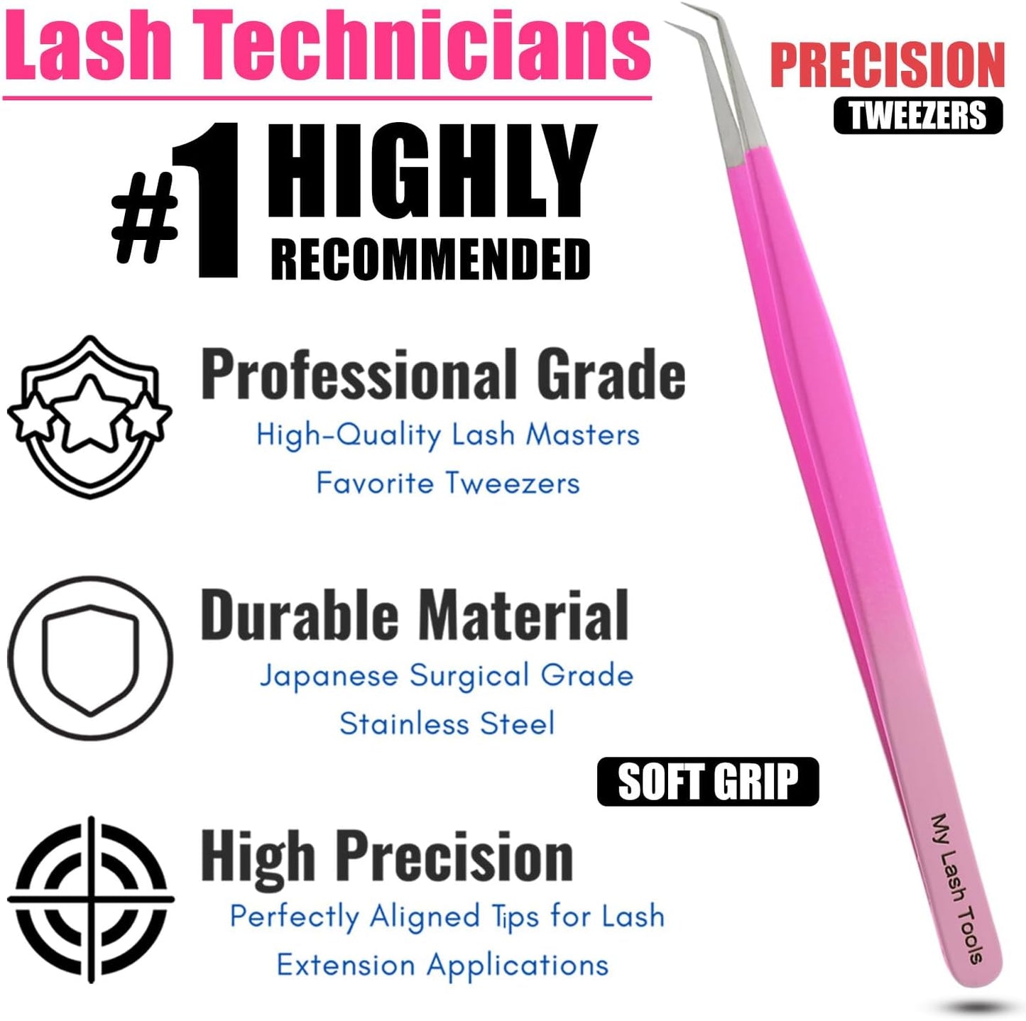 Isolation Tweezers for Eyelash Extension – 14cm Curved, Double Pink, Japanese Stainless Steel, Best for Individual Isolation & Classic Lashes, Pinzas para Pestaña (Double Pink Color)-FemmiqueWomen