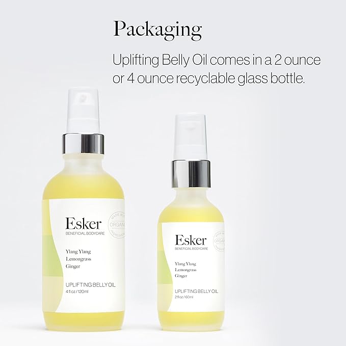 ESKER Natural Uplifting Belly Oil | (4.0oz) | Plant-Based Formulated with Antioxidants Promoting Deep Hydration and Cell Regeneration | Skin Stays Nourished and Resilient During Pregnancy-FemmiqueWomen