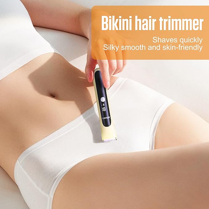 2 in 1 Bikini Trimmer for Women Dual Head Electric Shaver with LED Display,IPX7 Waterproof Wet & Dry, Painless Shaver for Underarm Leg Arm Body Face Private Area Khaki-FemmiqueWomen