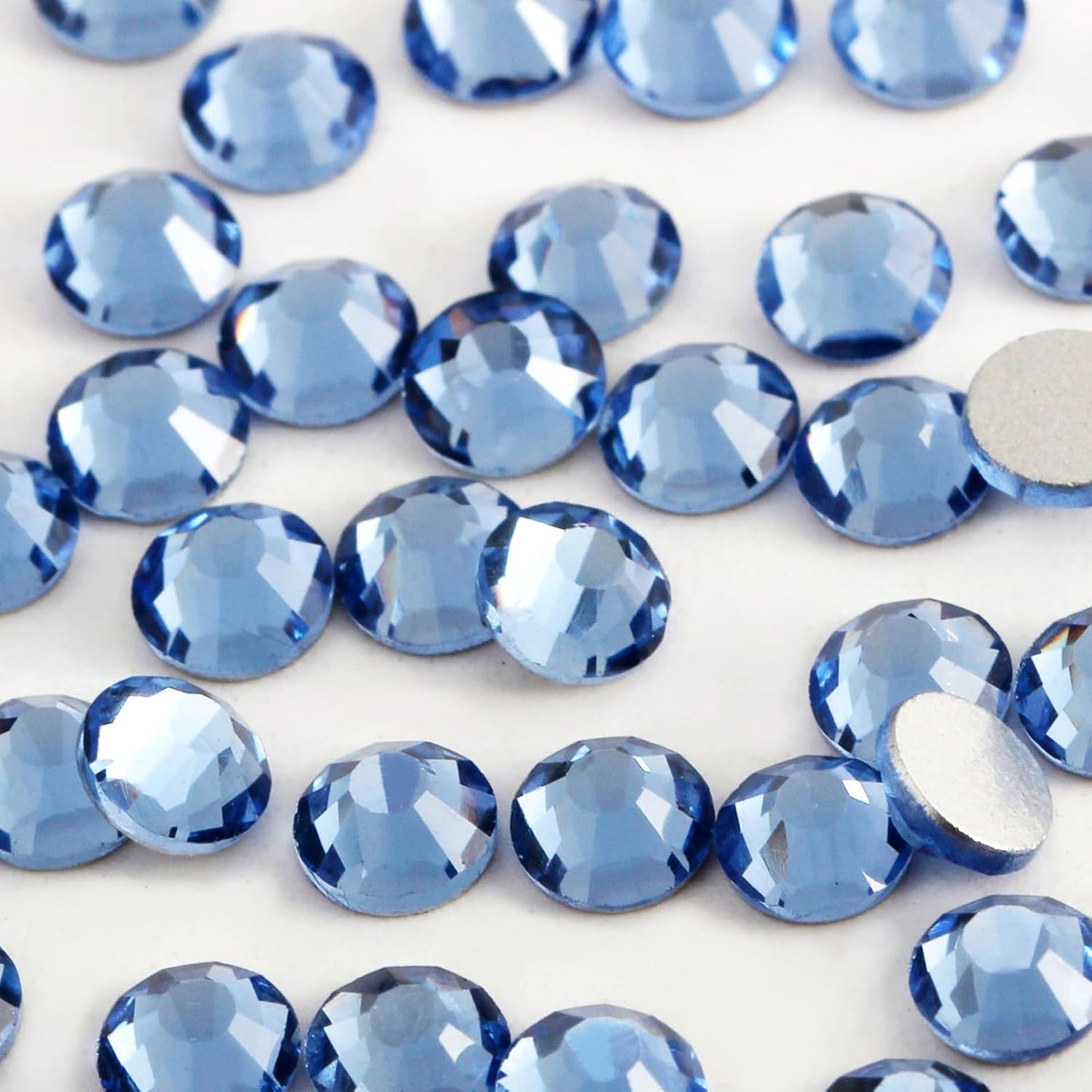 2000 PCS SS20 Flatback Rhinestones,12-Facet Diamond-Cut Glass Gems for Nail Art,Clothing,DIY Crafts,Glue-On Decoration Stones with Silver Backing,Light Sapphire-FemmiqueWomen
