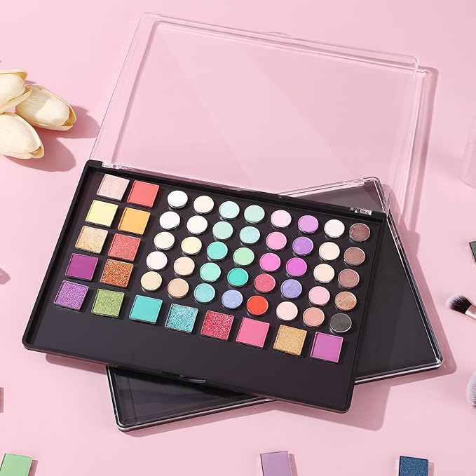 2PCS 9.25"x6.6" Large Empty Magnetic Makeup Palettes, Not Included Metal Sticker/Pans, XL Eyeshadow Pan Dispensing Storage Boxes, Compact & Portable Blush Lipstick Powder Palettes for DIY Cosmetics-FemmiqueWomen