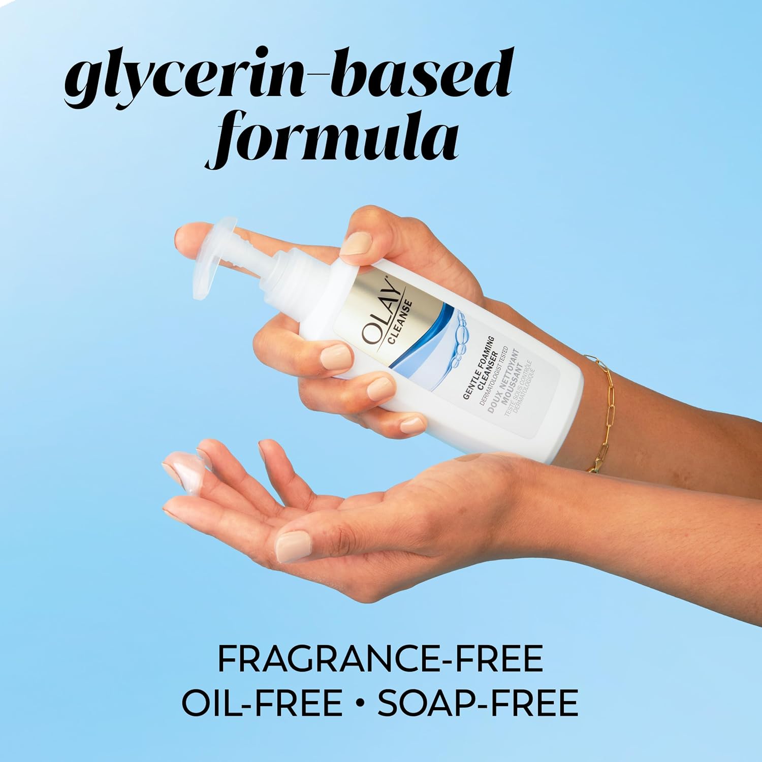 Olay Face Cleanser, Gentle Foaming Face Wash for Sensitive Skin - Fragrance-Free, Oil-Less, Soap-Free, Glycerin-Based Formula, Daily Cleansing without Irritation, 6.7 Oz - 3 Pack-FemmiqueWomen