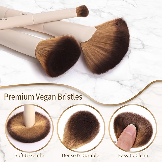 Makeup Brushes, Dual End Makeup Brush Set 7 Pcs, Foundation Contour Powder Concealer Eye Shadows Blush Make Up Brushes, Travel Gift Set, Cruelty-Free-FemmiqueWomen