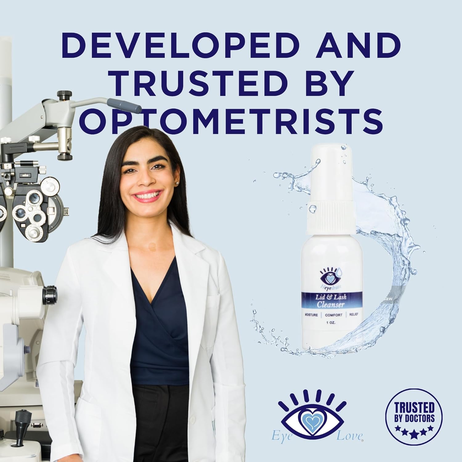 Lid and Lash Cleanser – 1oz Bottle – Pure Hypochlorous Acid Spray for Soothing Dry Eye Irritation – Daily Eyelid & Lash Cleanser-FemmiqueWomen