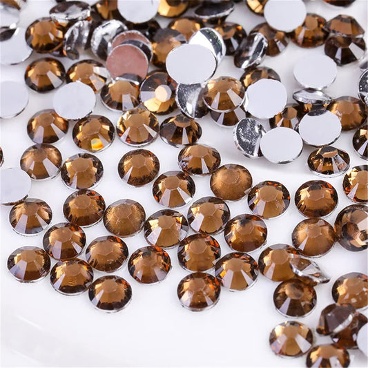 3000 Pieces SS6 2mm Flatback Rhinestones Clear Glass Round Gems Crystals for Nail Art DIY Crafts Clothes Shoes Bags （Dark Coffee）-FemmiqueWomen