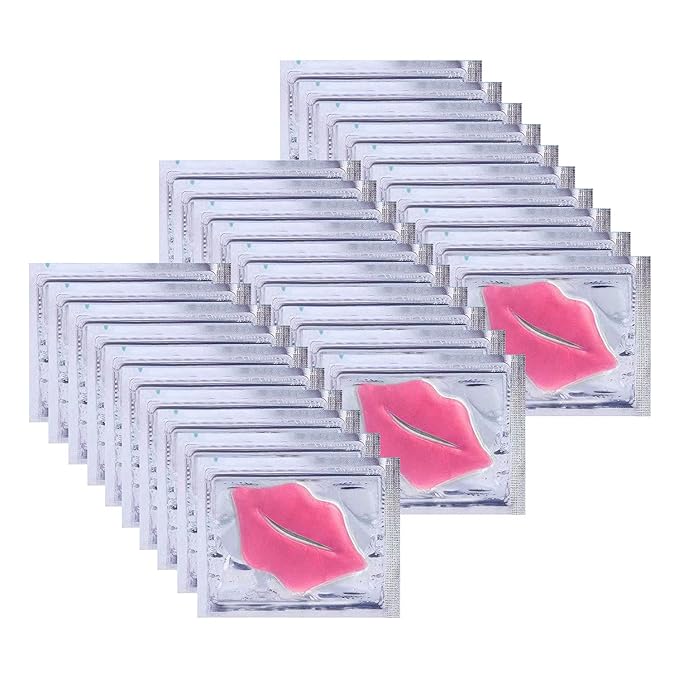 30 pieces of Moisturizing Collagen Crystal Lip Mask - Anti-Ageing & Anti Chapped, Reduce lip Wrinkles, Fade Lip Color, Make Skin Smooth And Firm Collagen Lip Pieces (Pink)-FemmiqueWomen