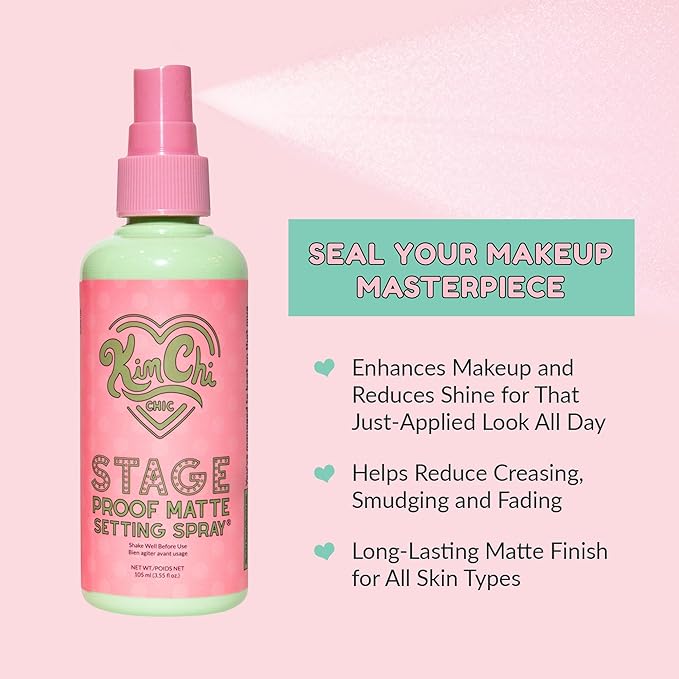 Kimchi Chic Beauty Stage Proof Matte Setting Spray, Makeup Finishing Mist and Fixative for All Skin Types, 3.55 fl oz-FemmiqueWomen