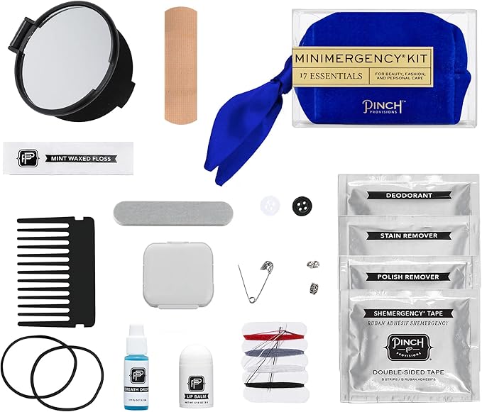 Pinch Provisions Velvet Minimergency Kit, for Her, Includes 17 Must-Have Emergency Essential Items, Compact, Multi-Functional Pouch, Gift for Parties and Birthdays-FemmiqueWomen