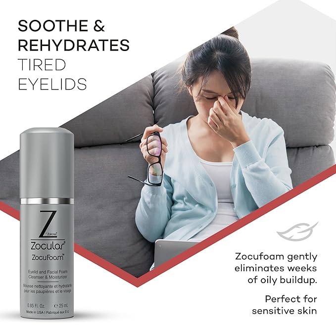 ZocuFoam Eyelid Cleanser - Foaming Eyelid Scrub - Natural pH Balanced Solution - 25mL-FemmiqueWomen
