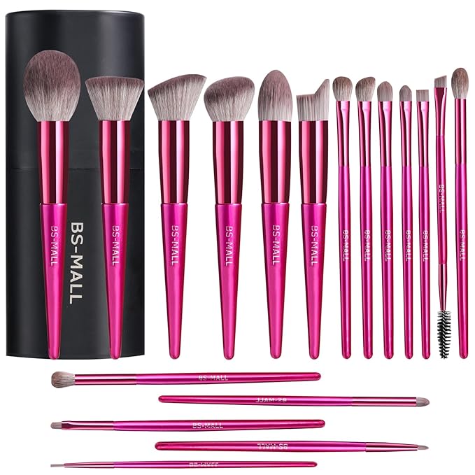 BS-MALL Makeup Brush Set 18 Pcs Premium Synthetic Foundation Powder Concealers Eye shadows Blush Makeup Brushes with black case-FemmiqueWomen