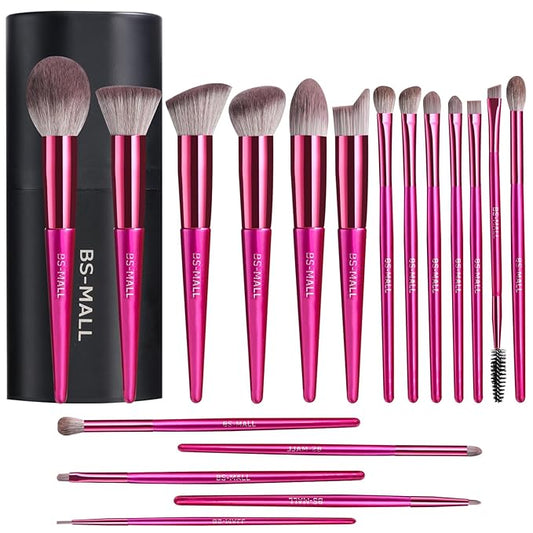 BS-MALL Makeup Brush Set 18 Pcs Premium Synthetic Foundation Powder Concealers Eye shadows Blush Makeup Brushes with black case-FemmiqueWomen