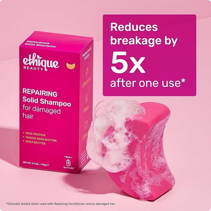 Ethique Repairing Shampoo Bar for dry, damaged hair with Rice Protein - Plastic-Free, Vegan, Cruelty-Free, 3.88 oz - Formerly Sorbet-FemmiqueWomen