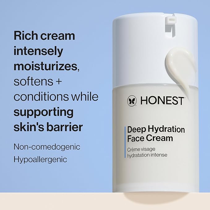Honest Beauty Deep Hydration Face Cream for Dry Skin | Hydrates + Supports Natural Moisture Barrier | Hypoallergenic + Gentle for Sensitive Skin | 1.7 fl oz-FemmiqueWomen